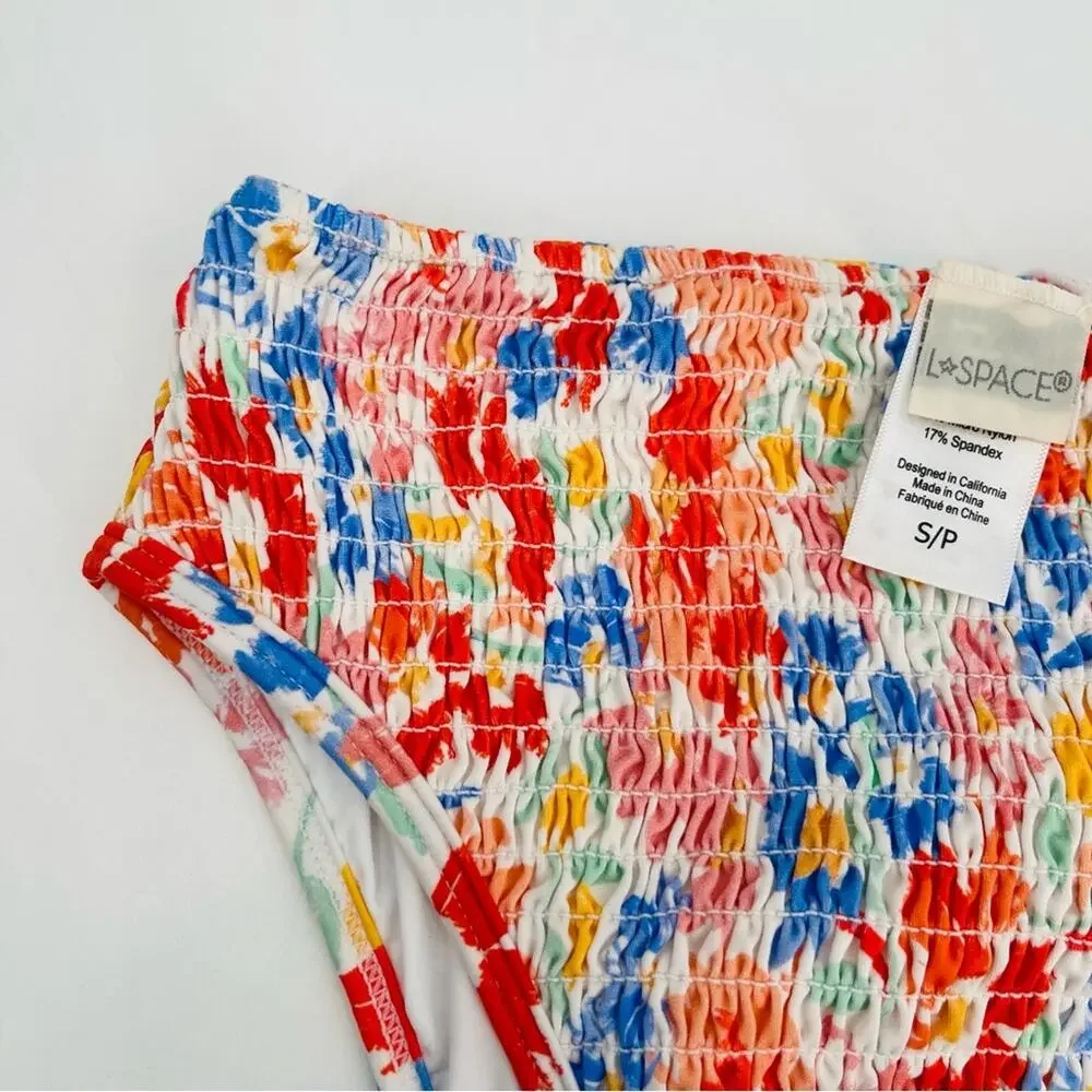 NEW L*SPACE Bikini Bottoms Small Barlette Bitsy Forever Floral High Waist NWOT